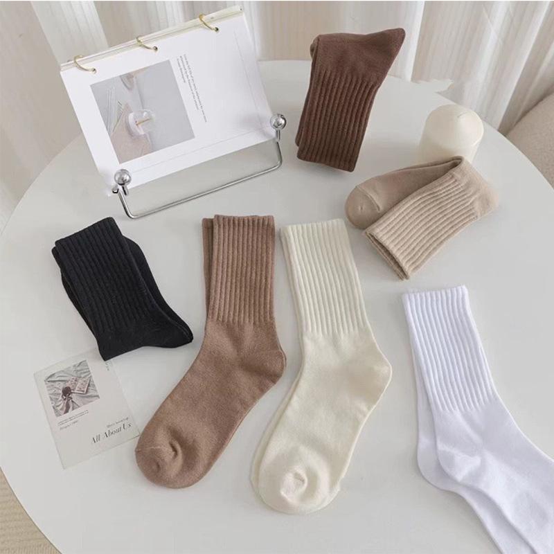 Women's Mid-Calf Pure Cotton Antibacterial Vertical Stripe Sports Socks - Spring & Autumn Y2K Style, Odor-Resistant, Slimming & Casual