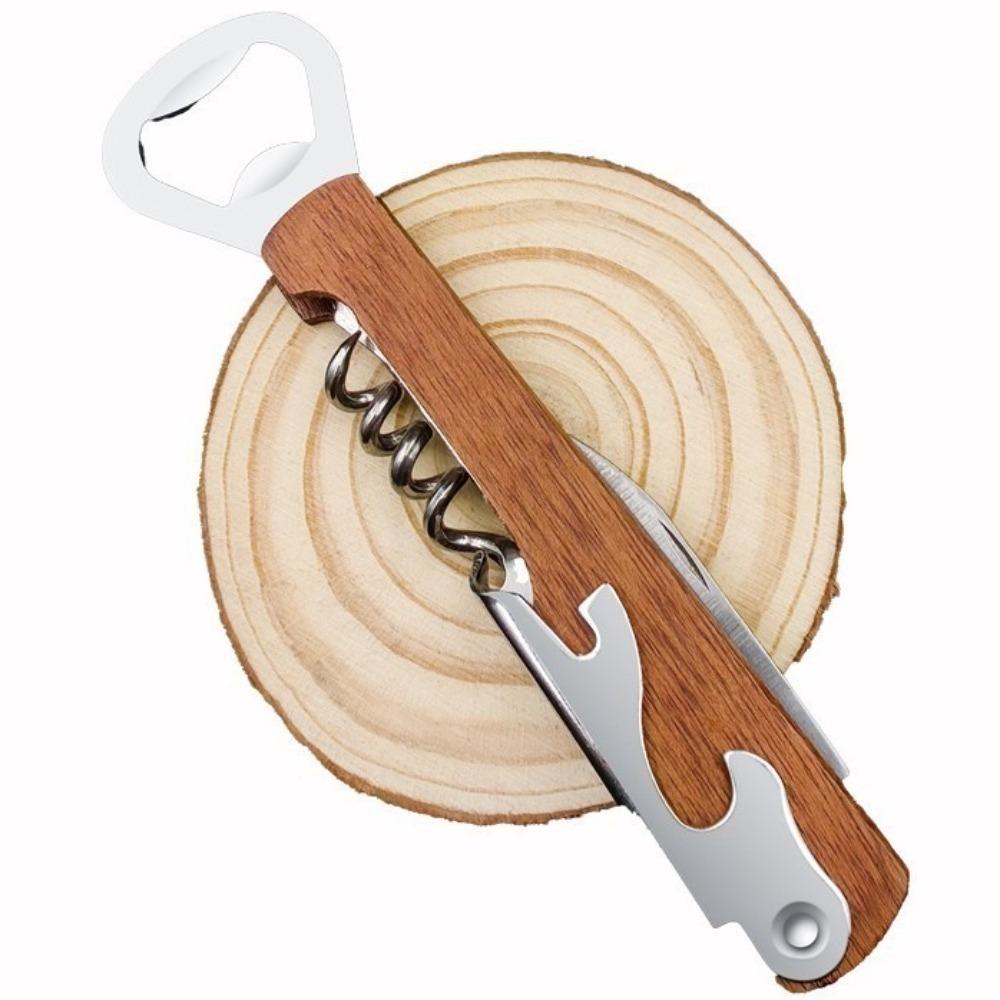 2PCS Wooden Handle Wine Bottle Opener 4 in 1 Personalize Beer Cap Openers Stainless Steel Beer Bottle Opener Wedding Party Gifts