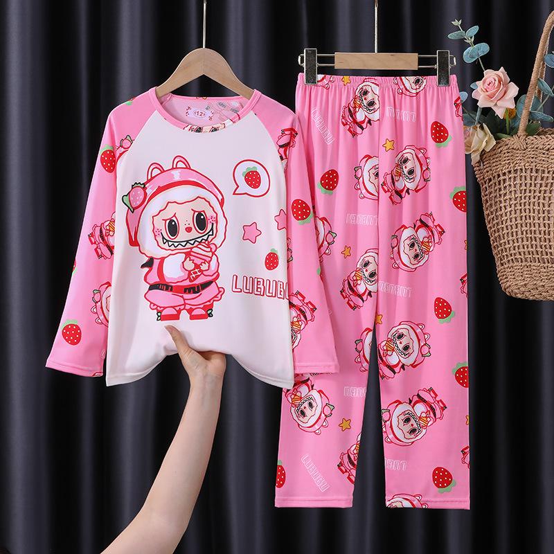 2Pcs Children Pajamas Boys Long-Sleeved Kawaii Anime  Cartoon Girls Loose Sleepwear Clothes Sets