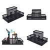 3/4 Grid Pen Holder Metal Desk Stationery Organizer School Supplies Pencil Storage Box  Student