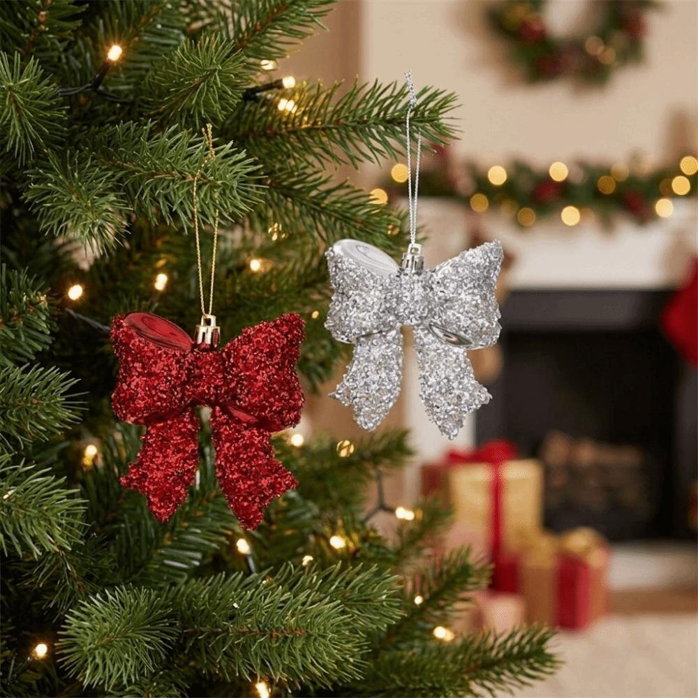 Electroplated Christmas Bow Hanging Ornament Xmas Bow Decoration  Festive Hanging Decor