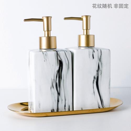 Creative Marbled Ink Dots Ceramic Lotion Bottle Bathroom Accessories Gold Press Shampoo Bottling Container Soap Dispenser Home