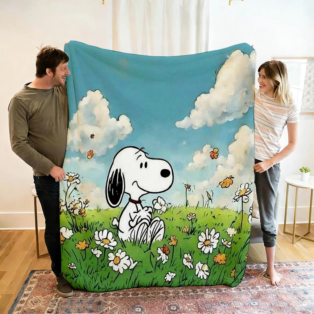 Cartoon 2026 New Kawaii Snoopy Children Warm Soft Anime Blankets for Sofa Bed Cover Blanket Suitable for Birthday Souvenir Gifts