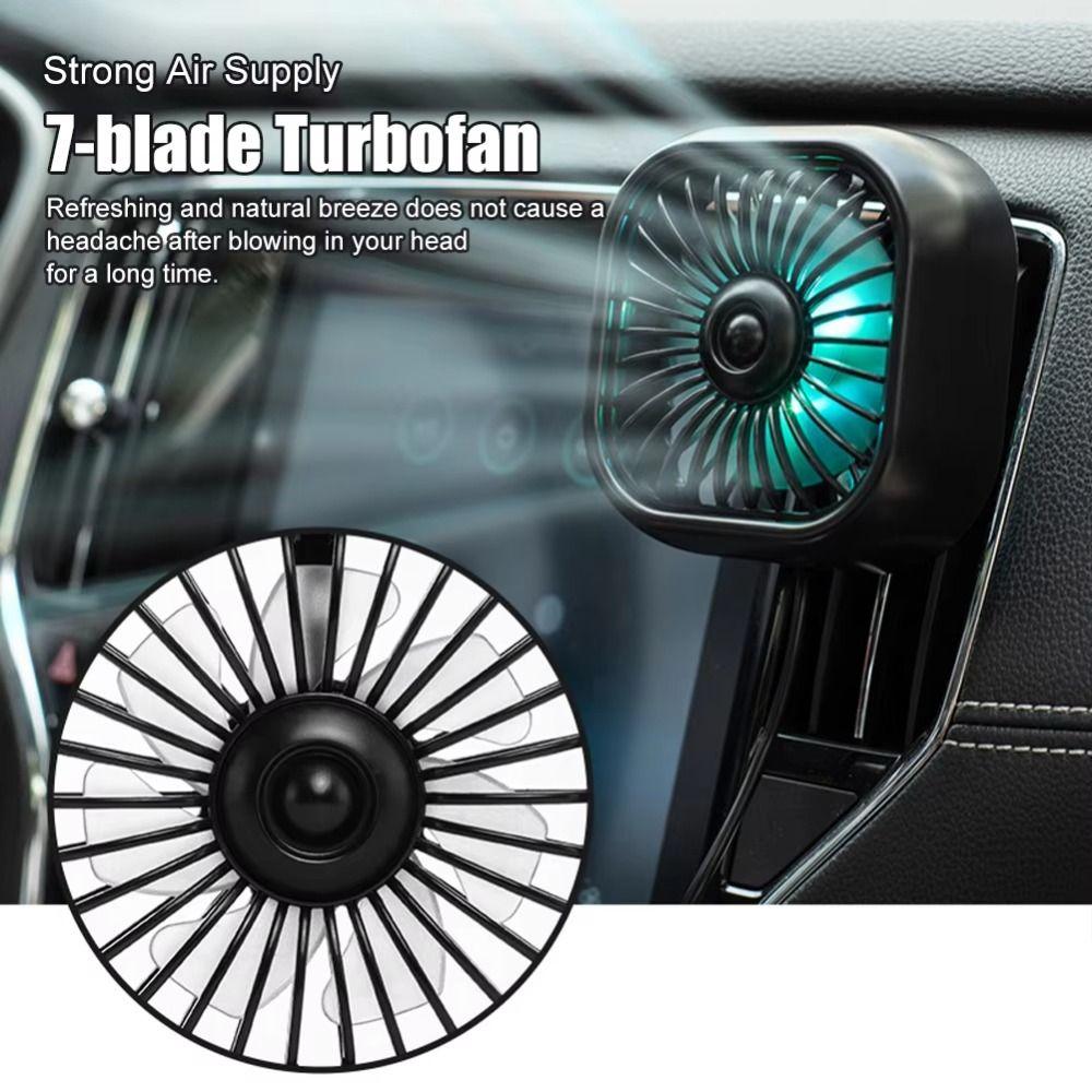 Colorful Lighting USB Small Cooling Fan Adjustable Car Mounted Air Cooler Rear Seat