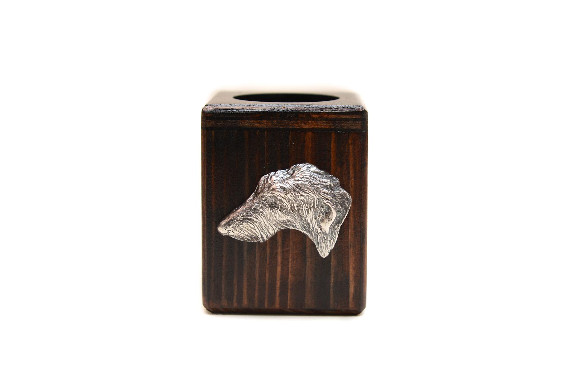 

Deerhound, Scottish Deerhound - wooden candle holder with a dog, a unique souvenir after losing a dog, a handicraft from the Art-Dog brand коричневий