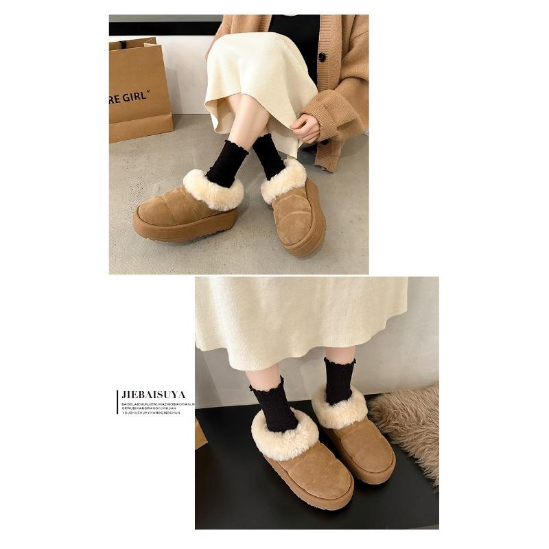 Thick Soled Height Increasing Hairy Snow Boots for Women's Winter New Style with Fur Integrated and Plush Thick Soled Warm Bread and Cotton Shoes