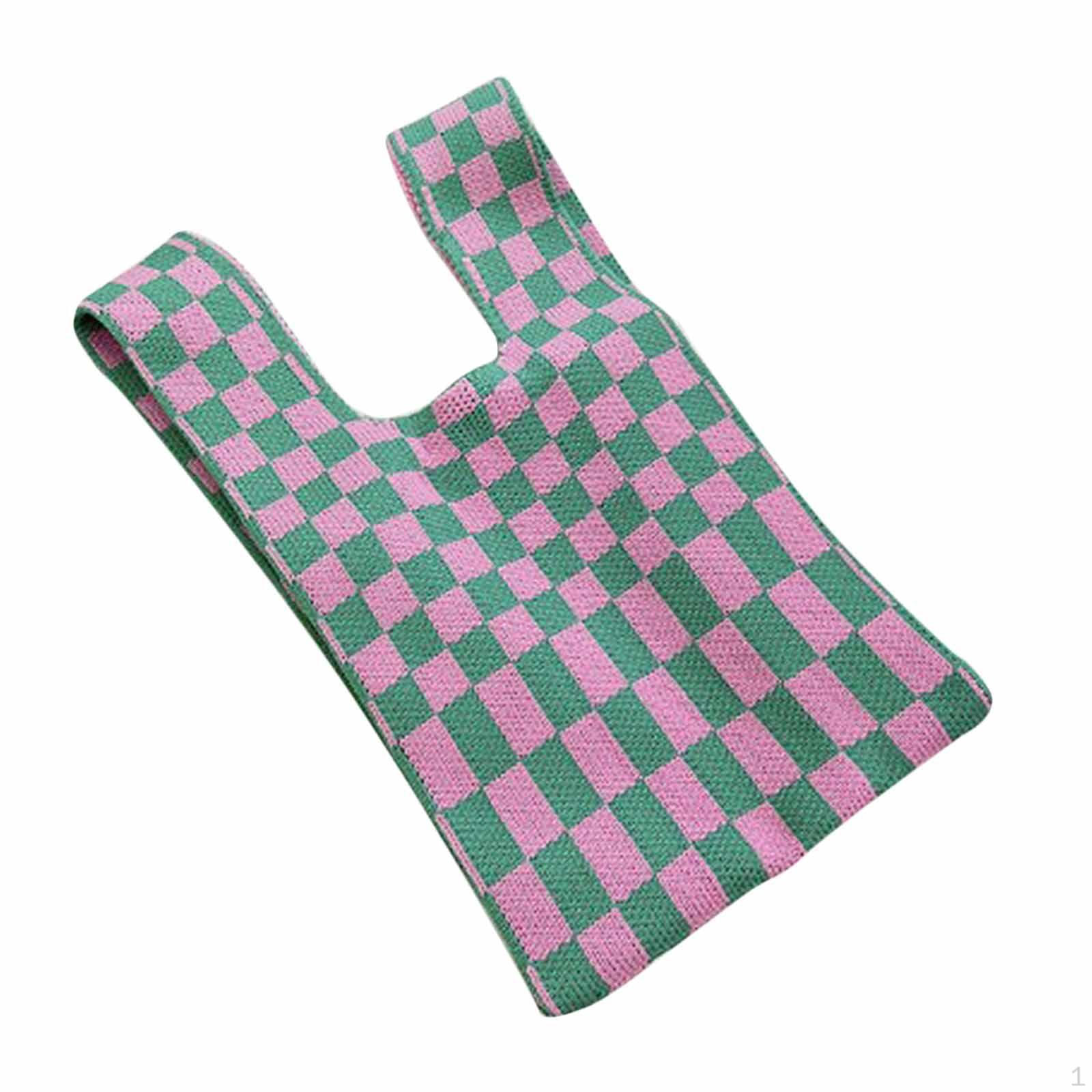 

Вязаная женская сумка в шахматную клетку, модная сумка-тоут для путешествий, дам для девочек Coffee Beige