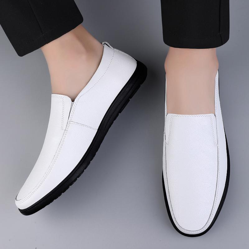 Fashion Wedding Slip On Flats Pointed Toes Shoes Casual Genuine Leather Men's Loafers Versatile Business Footwear Elegantes Dress Shoes
