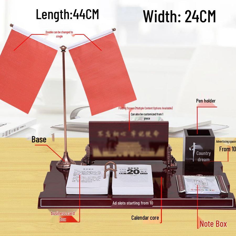 2026 Premium Wooden Desk Calendar & Pen Holder – Elegant Corporate Gift 44X24