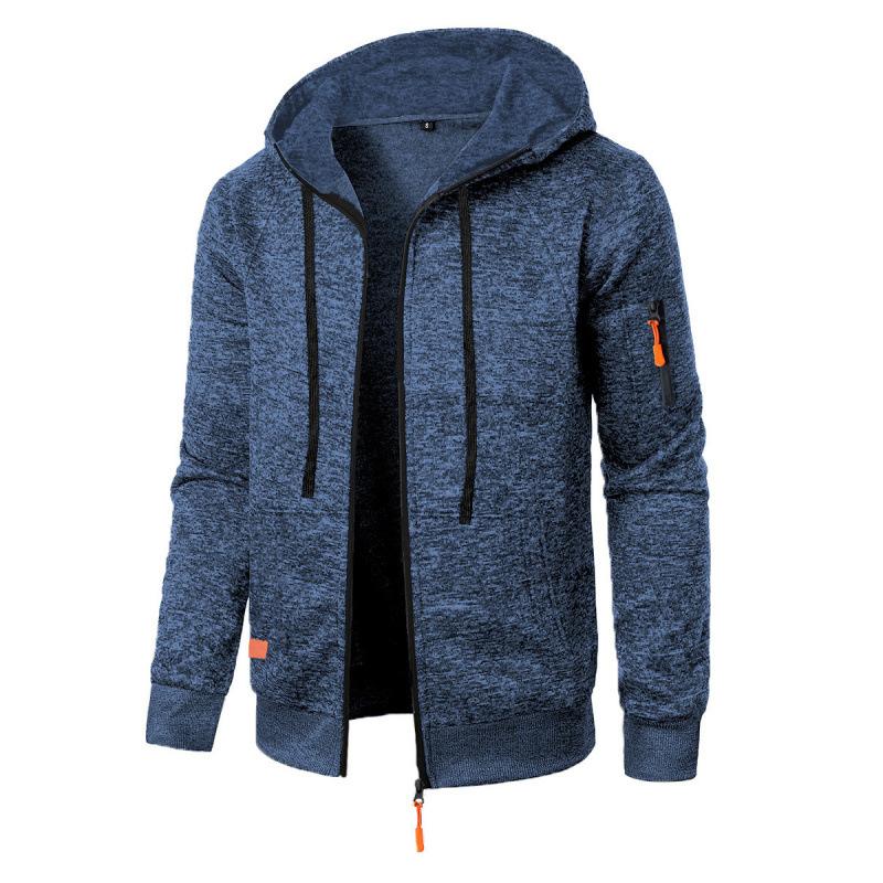 Осень Новая Мужская Повседневная Текстурированная Толстовка Куртка на Молнии с Капюшоном Модная Спортивная Одежда Мужская Верхняя Одежда M