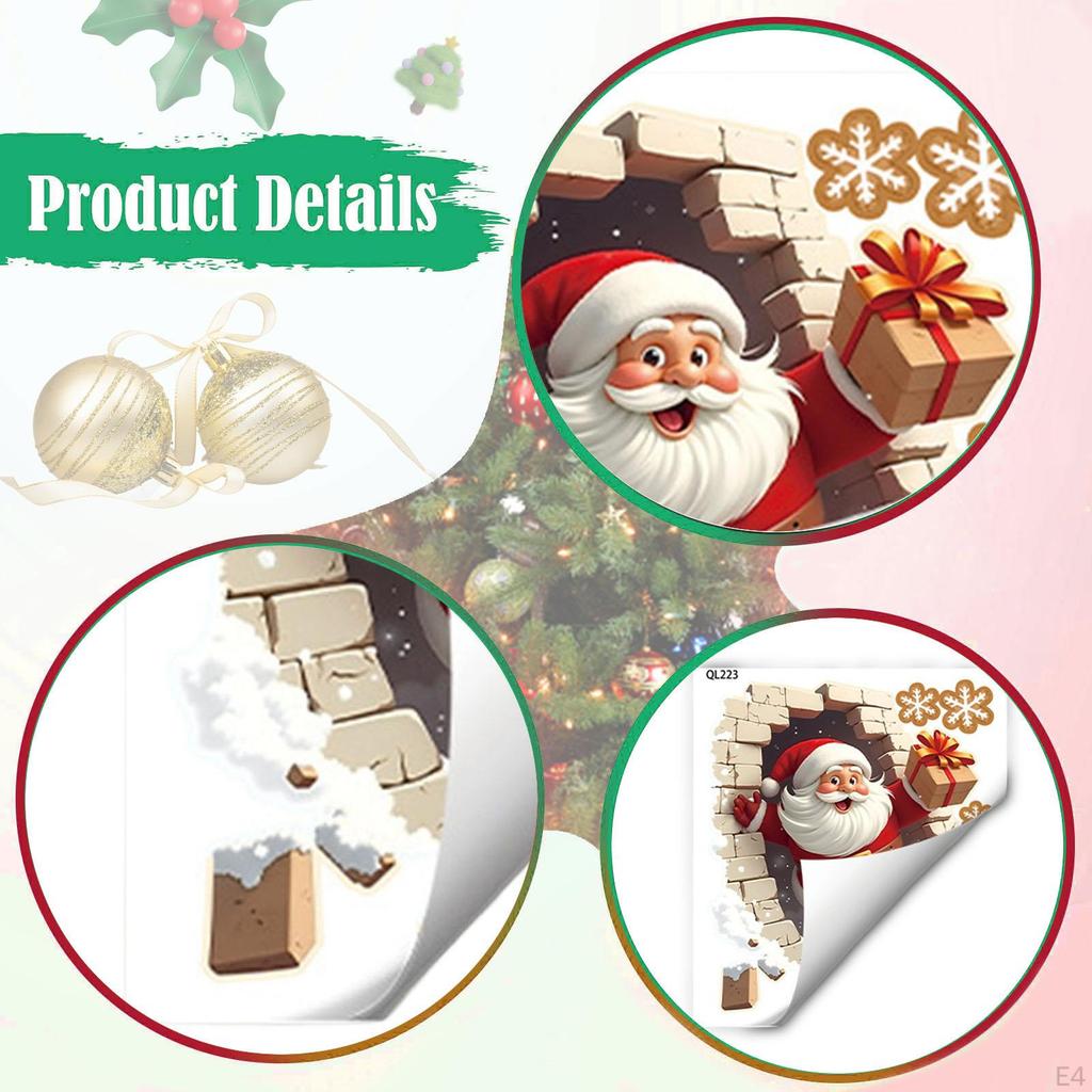 Christmas Wall Stickers Santa Claus Decals Art Decor for Living Room Kitchen