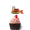 7pcs Truck Car Excavator Tractor Cupcake Topper Boys Favors Birthday Cake Decoration Paper Backing Dessert Insert Party Supply