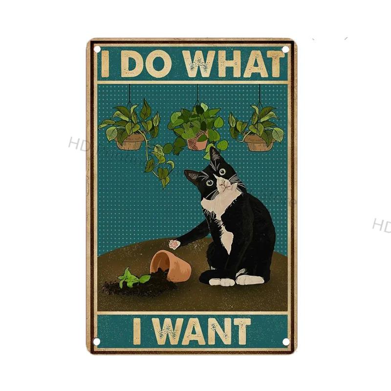 Black Cat Vintage Metal Sign Metal Retro Tin Plaque Poster For Bedroom Living Room Pet Shop Wall Decor Pin Up Funny Cat Plate