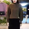 High-texture Semi-turtleneck Sweater Women's Pullover, Thick Autumn and Winter Retro Loose and Thin Long-sleeved Knitted Sweater