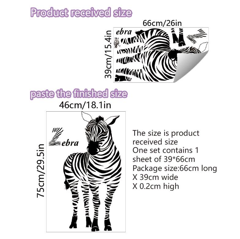 African Zebra Pattern Self-Adhesive Wall Sticker for Home Décor - Bedroom & Living Room Decoration