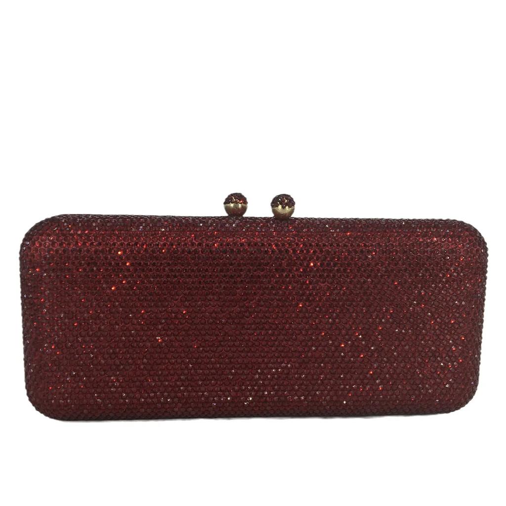 Boutique De FGG Women Brown Crystal Evening Bag Formal Party Dinner Rhinestone Handbags and Purses Bridal Diamond Clutch Purse