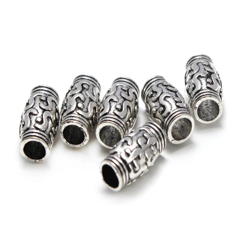 20Pcs Metal Tube Spacer Beads Accessories Tibetan Silver Gold Copper Alloy Big Hole 3.5mm Beads for Bracelet DIY Jewelry Making
