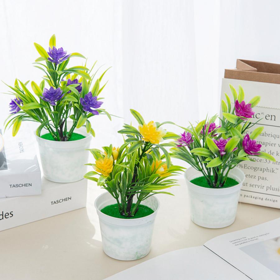 Artificial Flowers Bonsai Vase for Home table Mini Potted Christmas Wedding Decor Diy Ornamental Flowerpot Bathroom Windowsill