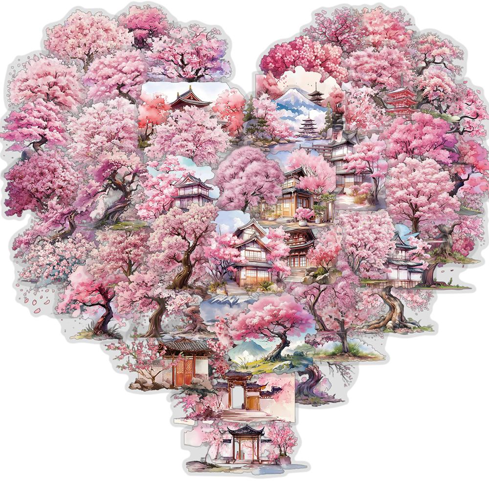 50PCS Watercolor Peach Tree Stickers Restaurant Stationery DIY Handmade Scrapbooking Cool Cafe Room Living Creative Sticker