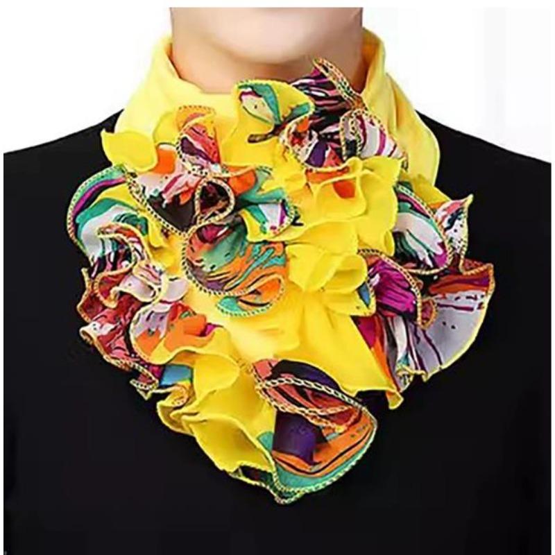 Color Block Scarf: Women's Four Seasons Warm Flower Neck Warmer – Fashionable Korean Style, Versatile Collar.