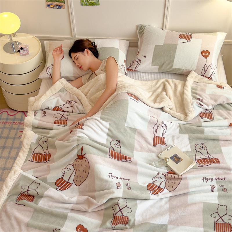 Yunjin Oboustranná zimní fleecová deka - Hrubá, útulná přehoz na pohovku a kancelářský šál