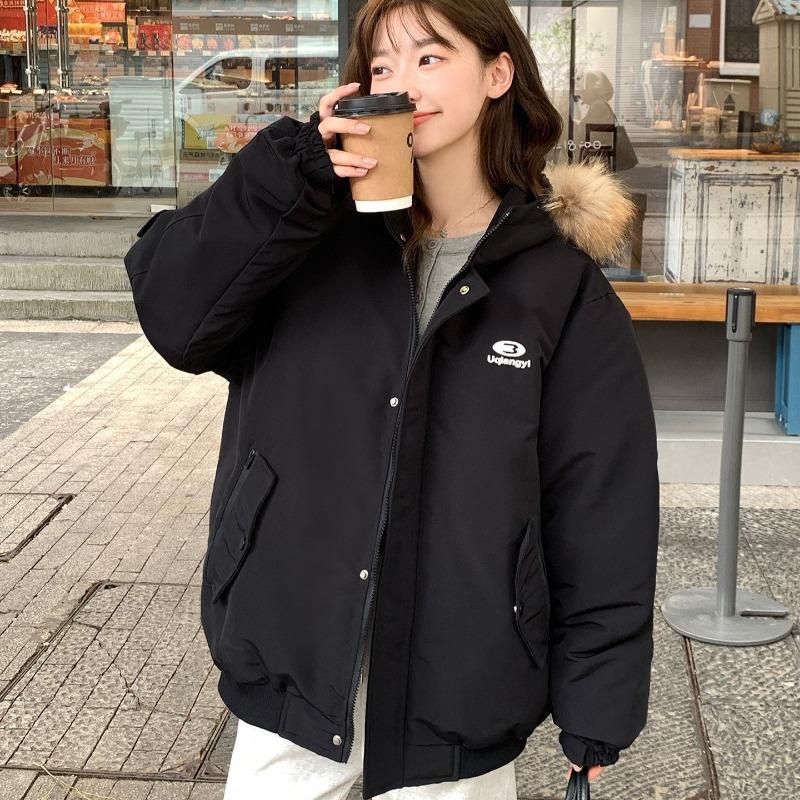 Fur collar tooling Parker cotton clothes women's short winter new loose hooded bread clothes women's coat
