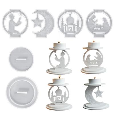 Naher Osten Kerzenständer Form Stern Mond Kerzenhalter Silikonformen Epoxidharz Formen 3D Ornament Formen