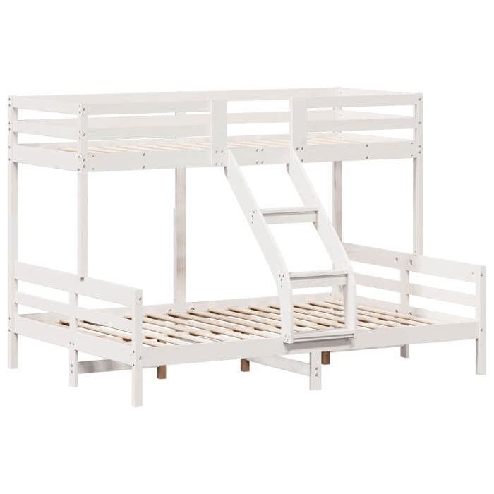 VidaXL Lit superposé 90x200/140x200 cm blanc bois de pin massif, lit, cadre de lit, lit loft, meubles de chambre à coucher, 3207174