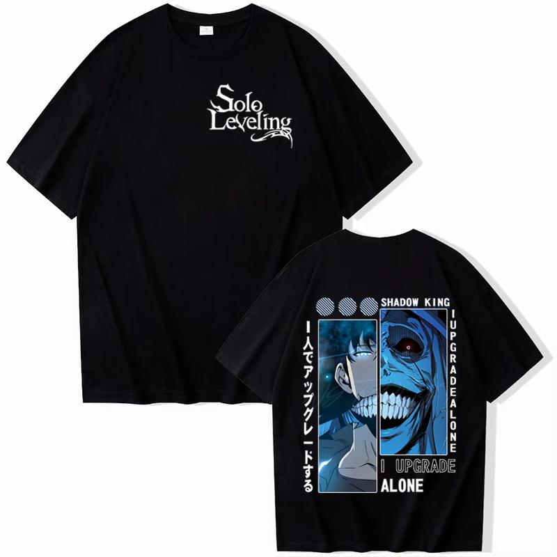 Anime Solo Leveling Cotton T-shirt Sung Jin-woo Print Men Women Clothes Solo Leveling Anime Manga Street Style Harajuku Male Top