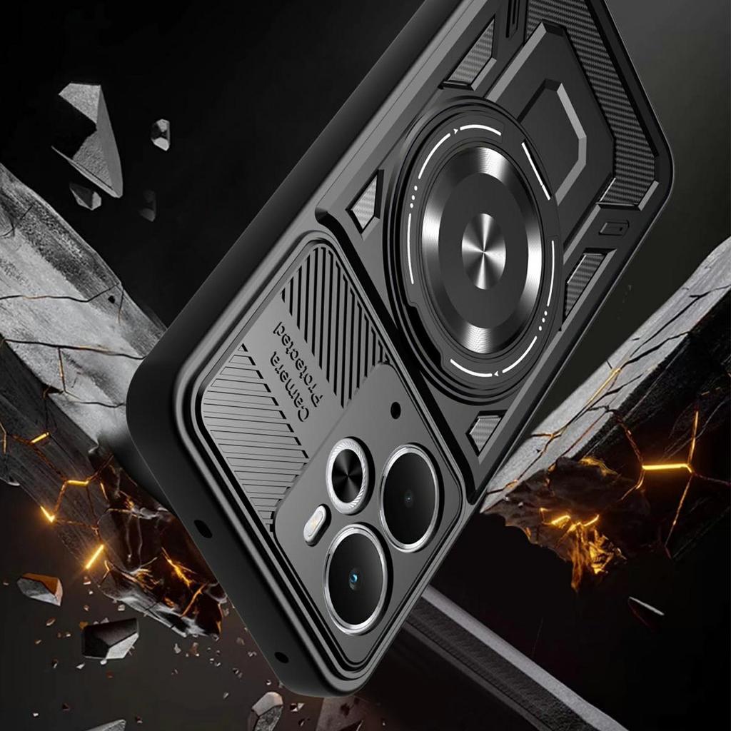 Dla Realme 14 5G Etui Magnetyczne Obrotowa Podpórka TPU+PC Pokrowiec na Telefon