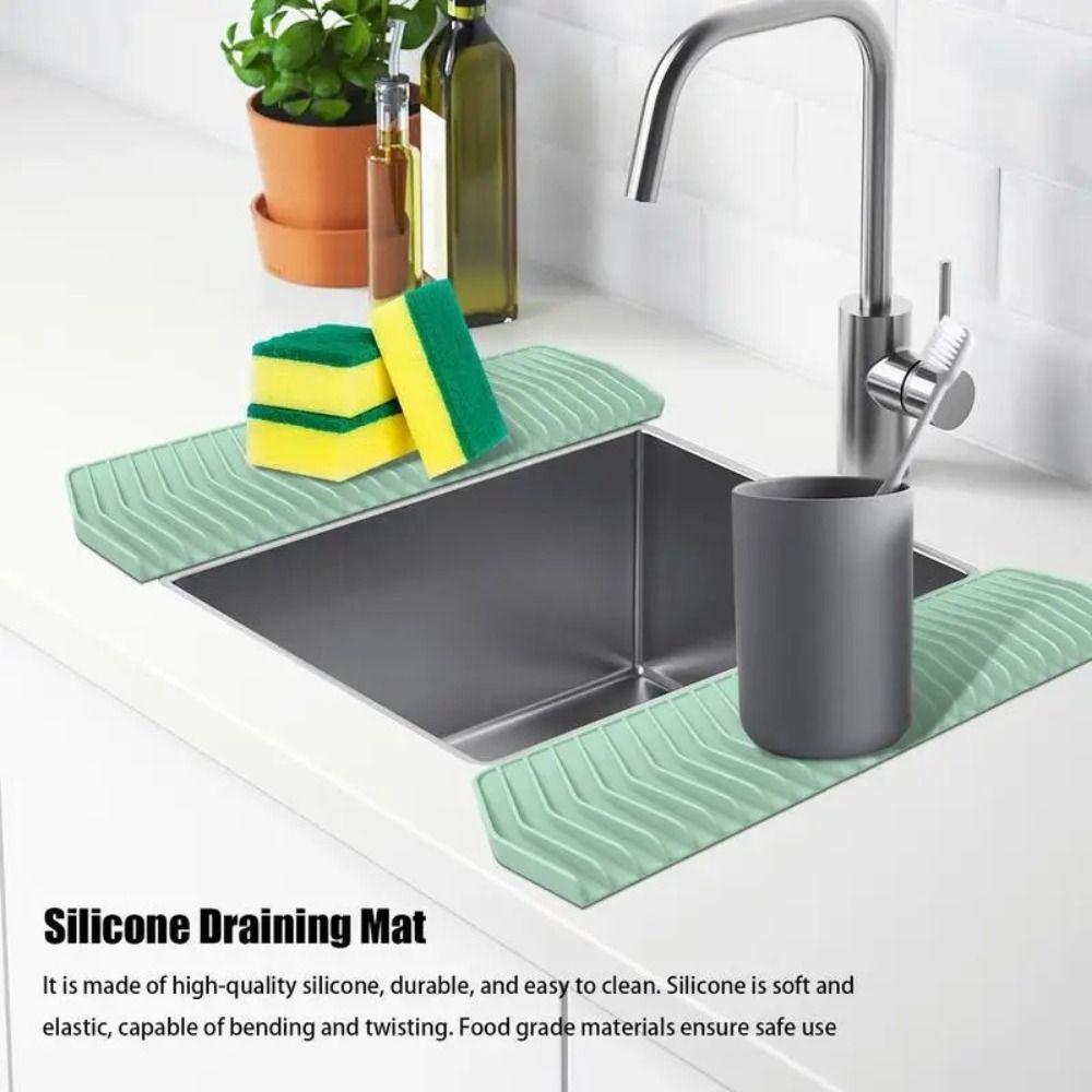 Reusable Sink Tray Silicone Tableware Cushion Cushion Pad Sink Drain Mat  Dish Drying
