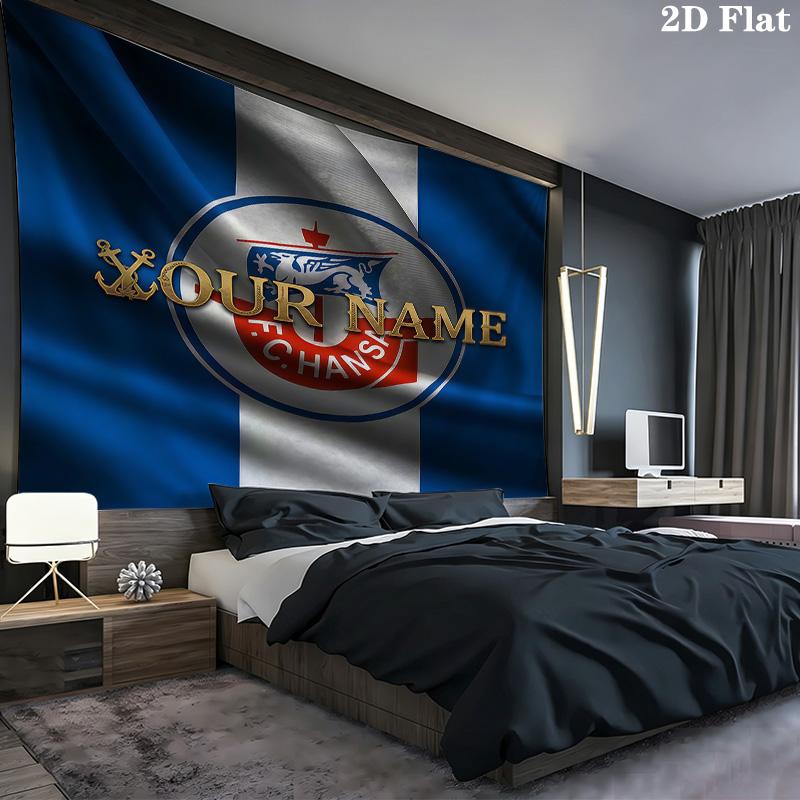 Fc Hansa Rostock Custom Name Wall Tapestry Aesthetic Wall Hanging Printed Fabric Blanket Decorative Tapestries for Bedroom Living Room Home Decor