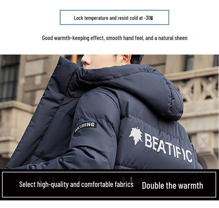 Korean Style Unisex Hooded Over-the-Knee Down Jacket - Thick, Trendy, 90% White Duck Down