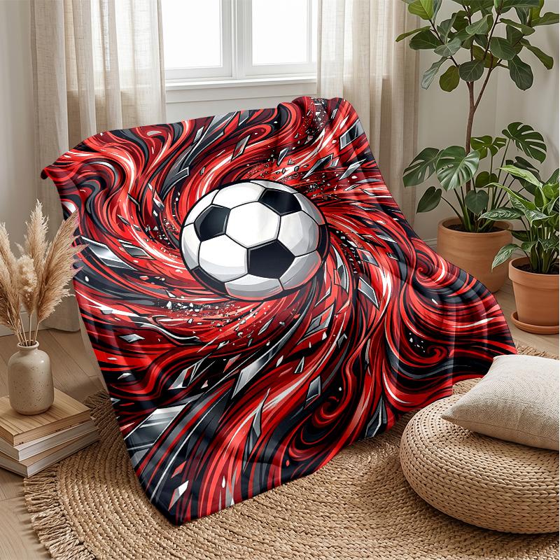 Soccer Ball in Flames Theme blanket Lightweight Warm Flannel Blanket Decorative Throw Blanket for Home Decoration