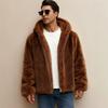 Jachete din Blană Artificială pentru Bărbați Casual Pufoase Blană Sintetică Croială Largă Mânecă Lungă Fermoar cu Glugă Jachetă Pufoasă cu Glugă pentru Bărbați Îmbrăcăminte Exterioară Toamnă Iarnă