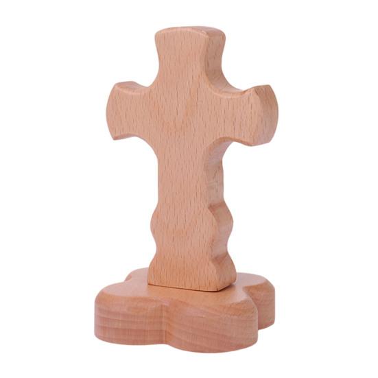 

Standing Wooden Crucifix Statue Tabletop Religious Figurine Spiritual Christian Gift for Church Home Office Table Decor F