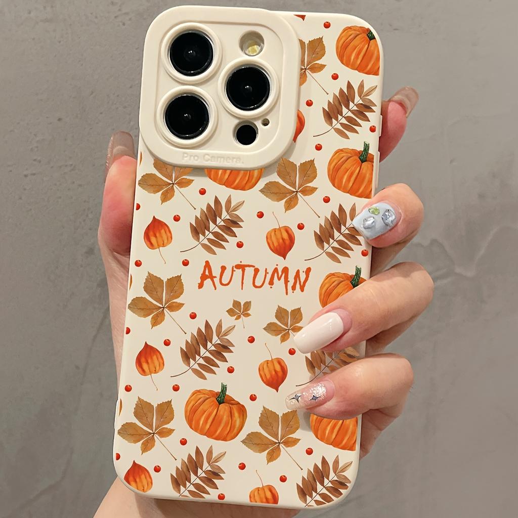 Bílý grafický podzimní kryt na telefon pro iPhone 16 15 14 13 12 11 x XR Xs SE2 SE 8 7 plus pro Max mini silikonový zadní kryt