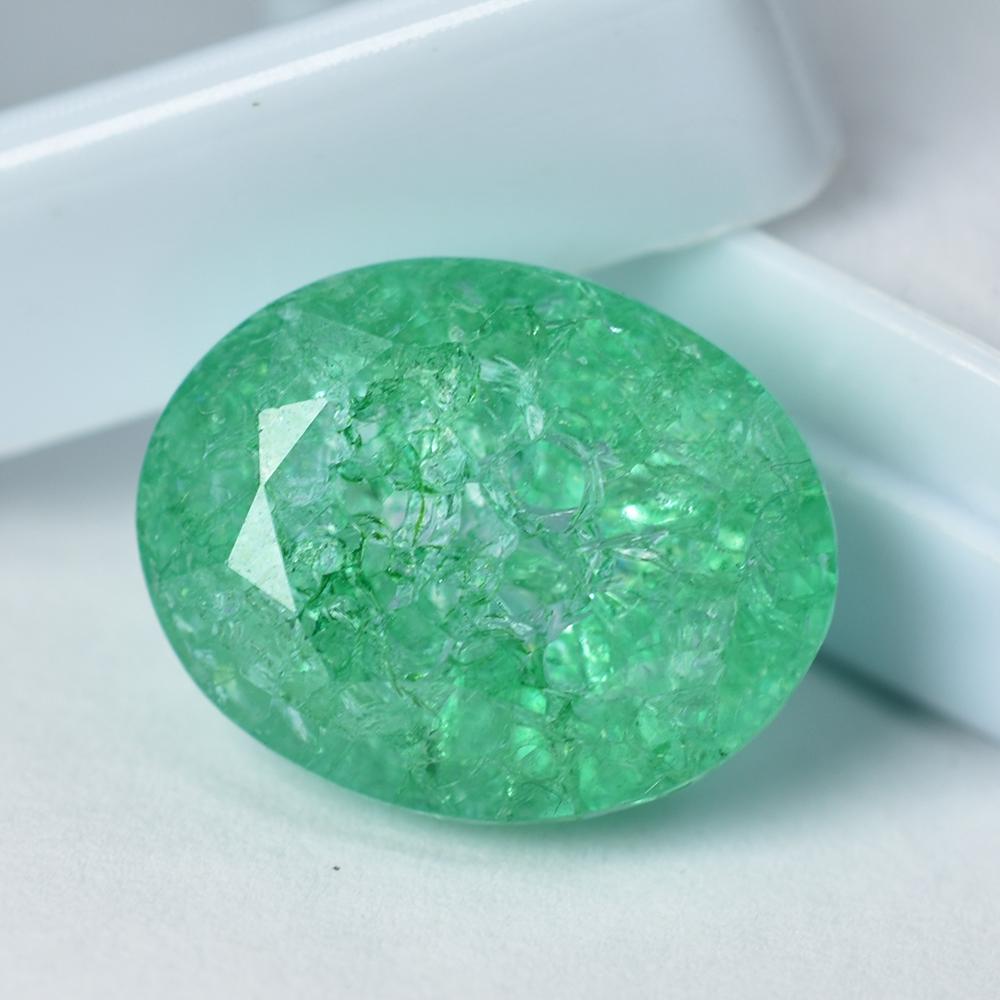 Green Emerald Loose Gemstone 21.90 ct Oval Cut for Jewelry Making and Gem Collections