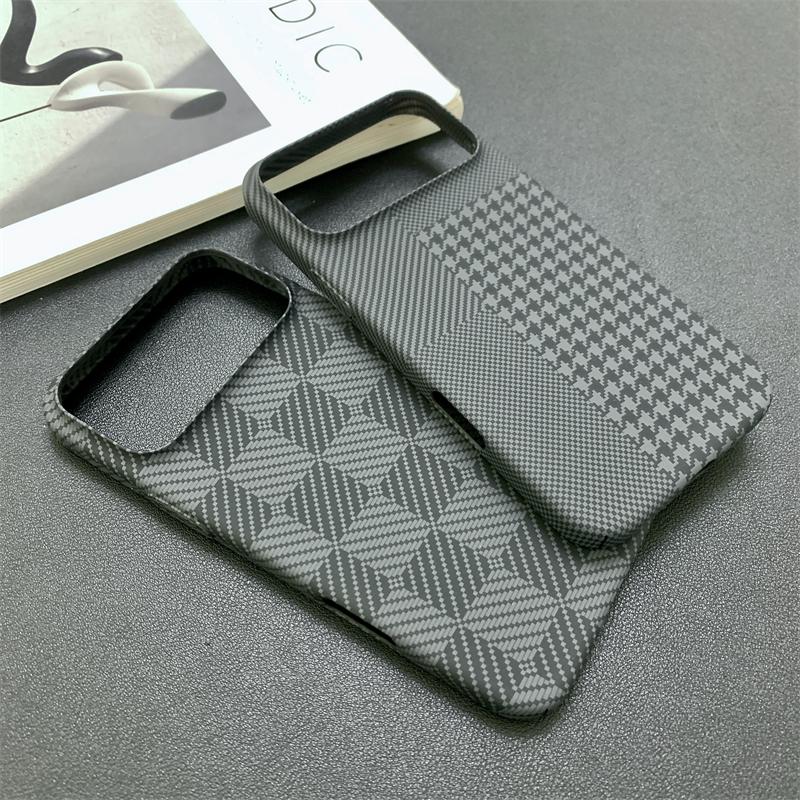 Carbon Fiber Pattern Chessboard Style Phone Case for 17 Pro Max 16 15 14 13 Contrast Clash Color Ultra Thin Bumper Cover