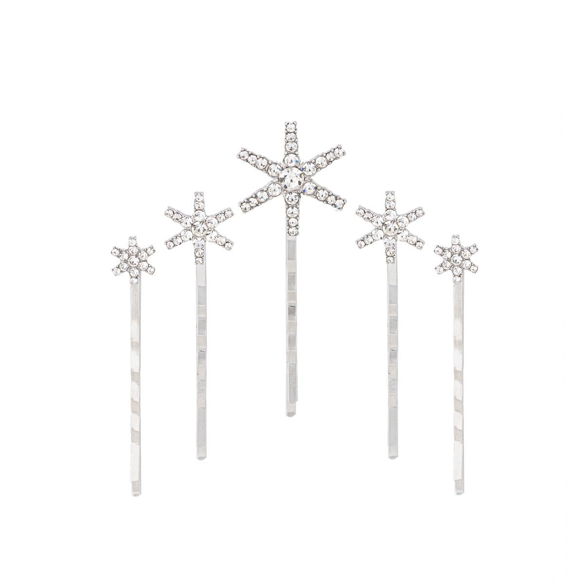 

5 шт. Ювелирные изделия Мода Свадебные аксессуары для волос Четыре сезона Сплав Волосы Снежинка Головной убор Женский Набор заколок для волос с бриллиантами