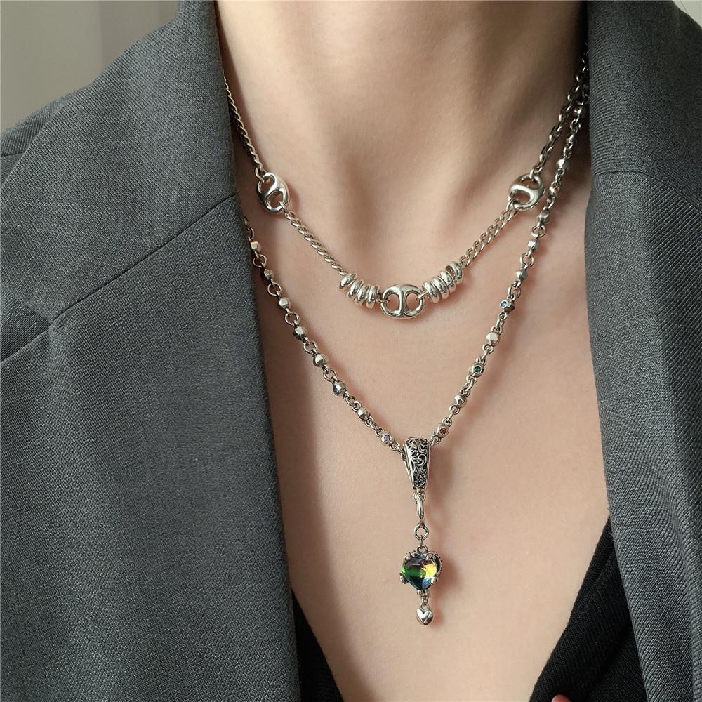 Yinruitai S925 Sterling Silver Retro Pig Nose Spliced Women's Necklace - Light Luxury, High-End Design
