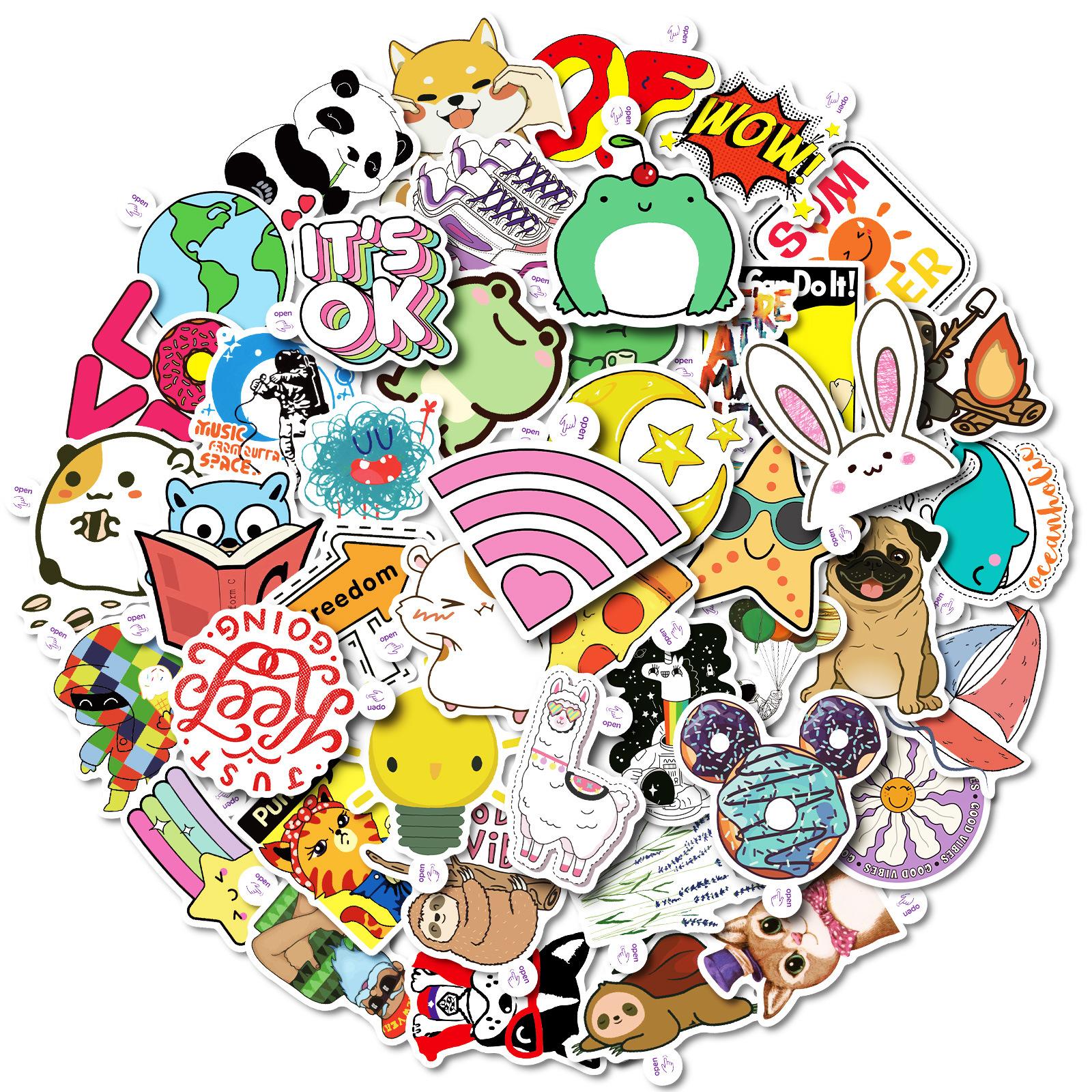 

50 Easy Tear Small Ear Earth Series Graffiti Stickers Panda Earth Moon Do Not Repeat