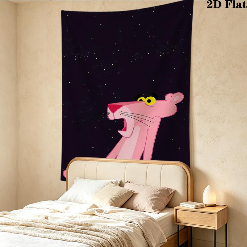 Pink Panther Wall Tapestry Aesthetic Wall Hanging Printed Fabric Blanket Decorative Tapestries For Bedroom Living Room Home Decor