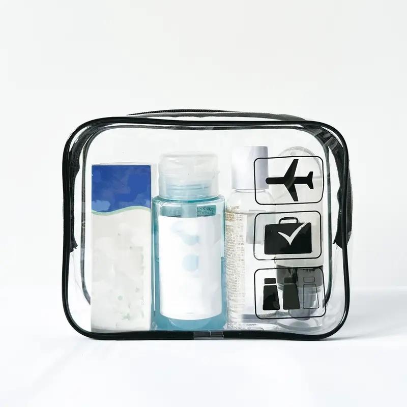 TSA-Approved Quart Size Clear Toiletry Bag - Transparent Makeup Bag for Air Travel. High-Quality Leak-Proof Design.