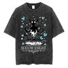Hollow Knight Vintage Washed Gaming Merch Grafik T-Shirt Unisex Unisex Lässig Oversized Baumwoll-T-Shirt für Cosplay Cartoon-Fans