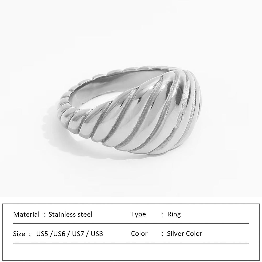 Waterproof Stainless Steel Ring for Women Non-fading Heart Ring Stylish Metal Rings Simple New Jewelry