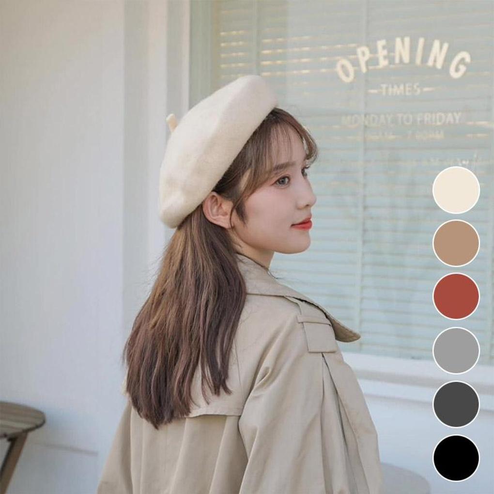 

Женский модный повседневный тренд Шерстяной берет black