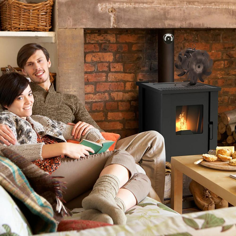 16 Blades Heat Powered Fireplace Fan Double Sided Log Wood Burner Ecological Efficient Home Heat Distribution Quiet Stove Fan