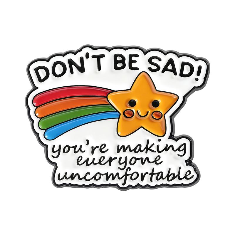 Don't Be Sad Meteor Enamel Pins Everything is Figureoutable Brooch Motivational Badges Mushroom Frog Jewelry Gift for Friends