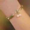 Light Luxury Retro Green Bamboo Joint Bracelet Women Romantic Imitation Pearl Pendant Bangle Jewelry Accessories Gifts